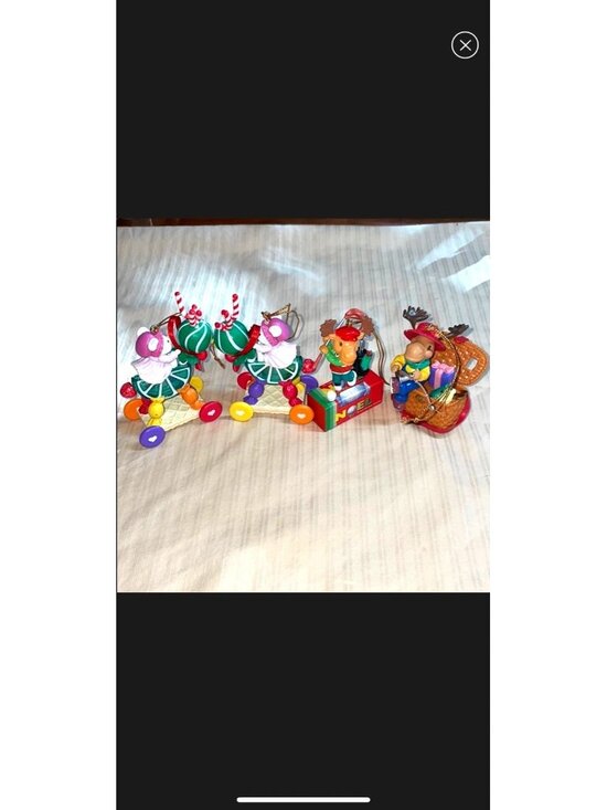 Lustre Fame LTD Other - Vintage Lustre Fame Ltd Christmas Ornaments Lot of 4, Mice, Horse, Moose, Fishin